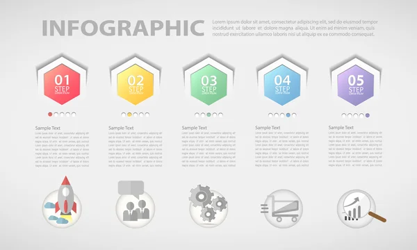 Design saubere Vorlage Infografik. Geschäftskonzept 5 Optionen — Stockvektor