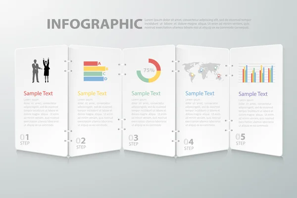 Design saubere Vorlage Infografik. Geschäftskonzept 5 Optionen — Stockvektor
