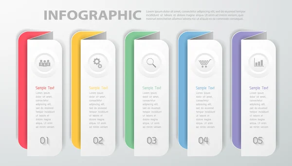 Design-Vorlage Infografik. Geschäftskonzept 5 Optionen — Stockvektor