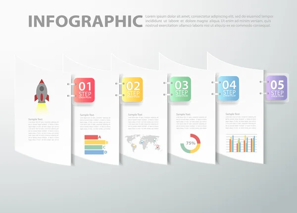 Modelo abstrato Infográfico. pode ser usado para layout de fluxo de trabalho, diagrama, opções de número — Vetor de Stock