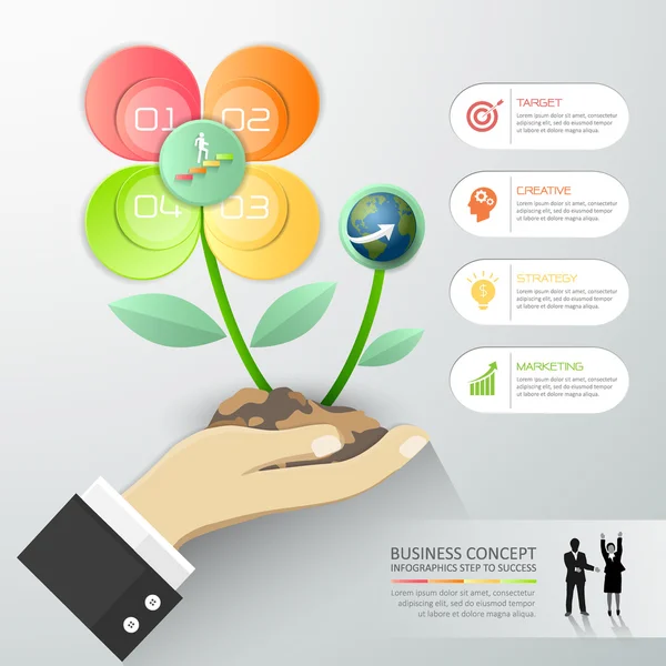 비즈니스 개념 infographic 서식 파일의 디자인 꽃, — 스톡 벡터