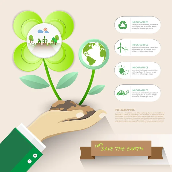 Let's save the Earth, Ecology concept infographics — Stock Vector