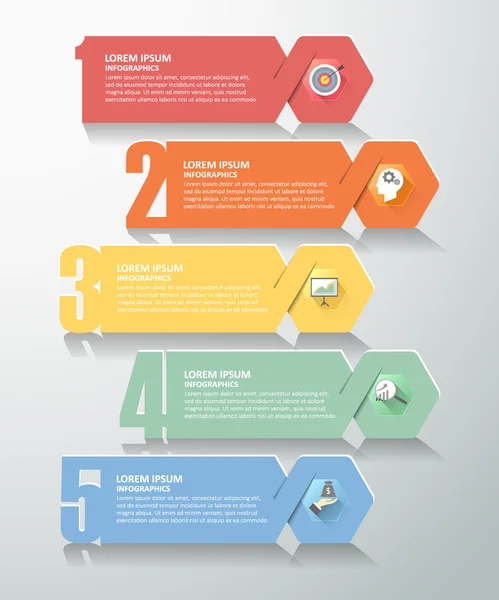 Número de projeto opção 5 passos. Infográfico de conceito de negócio —  Vetores de Stock