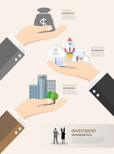 Infografía del concepto de inversión empresarial de diseño plano , — Vector de stock