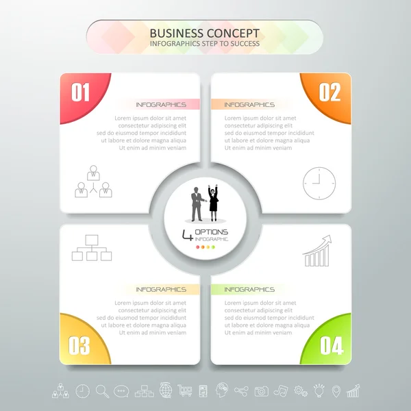 Design-Infografik-Vorlage 4 Schritte, Geschäftskonzept-Infografik — Stockvektor