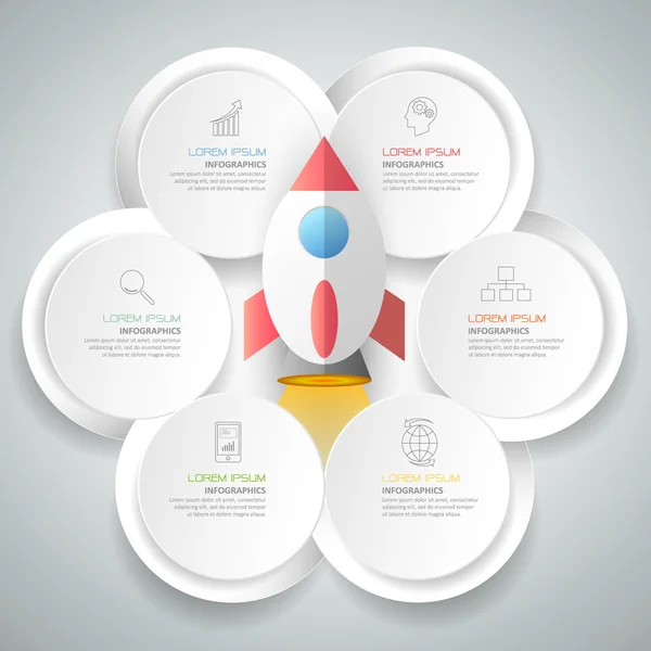 Soyut 3d infografik şablon 6 adım, İş kavramı infografik