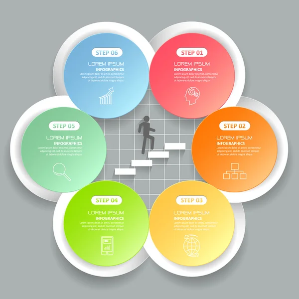 Abstrakcyjny szablon 3D Infografika 6 kroków, koncepcja biznesowa Infografika — Wektor stockowy