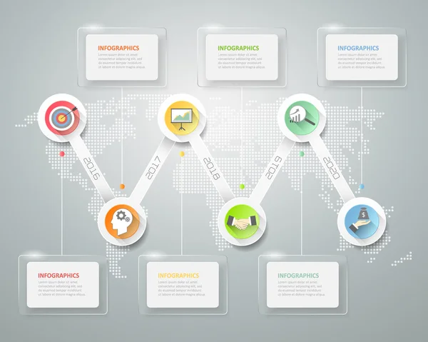 Modèle d'infographie 3d abstrait 6 étapes, infographie de concept d'entreprise — Image vectorielle