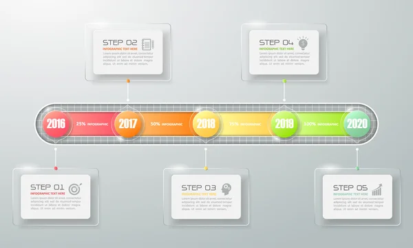 Infografía moderna del concepto de línea de tiempo de negocio — Archivo Imágenes Vectoriales