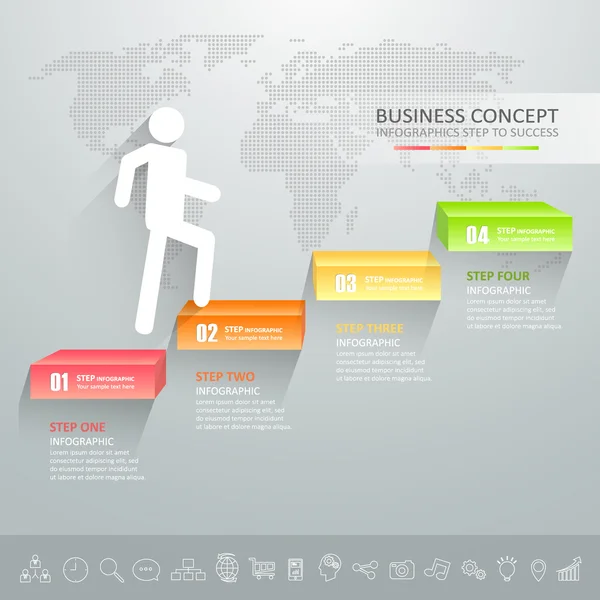 Conception escalier d'affaires porte concept infographie . — Image vectorielle