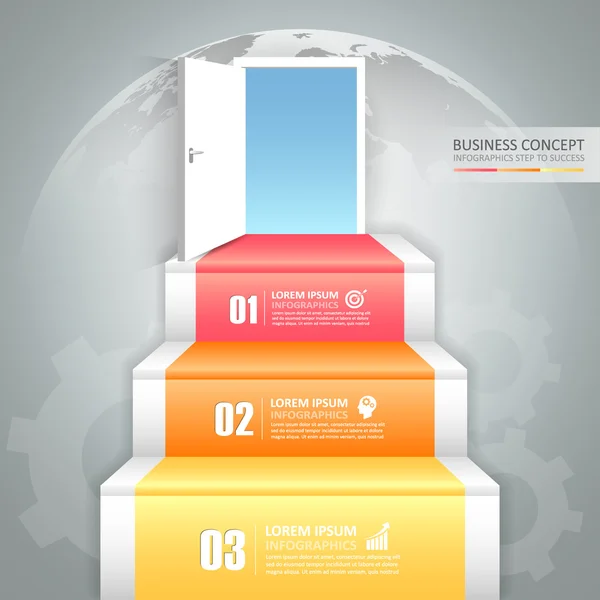 Utforma business trappa dörröppningen konceptet infographics. — Stock vektor