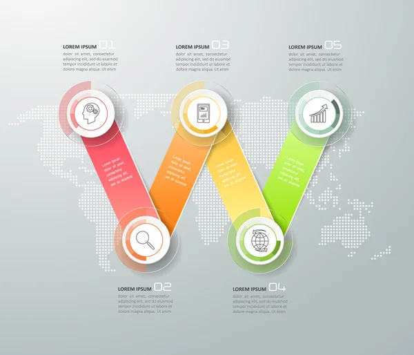 Modèle infographique de conception 5 étapes, infographie de concept d'entreprise — Image vectorielle