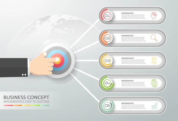 Design business concept infografica 5 opzioni — Vettoriale Stock