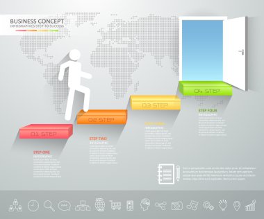 İş merdiven kapı kavramı infographics Tasarla. 
