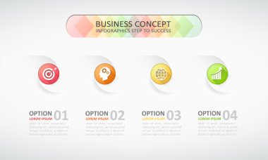 Infographic Şablon 4 adımları tasarım, iş akışı düzeni, diyagram, numarası seçenekleri, grafik veya Web sitesi düzeni için kullanılabilir.