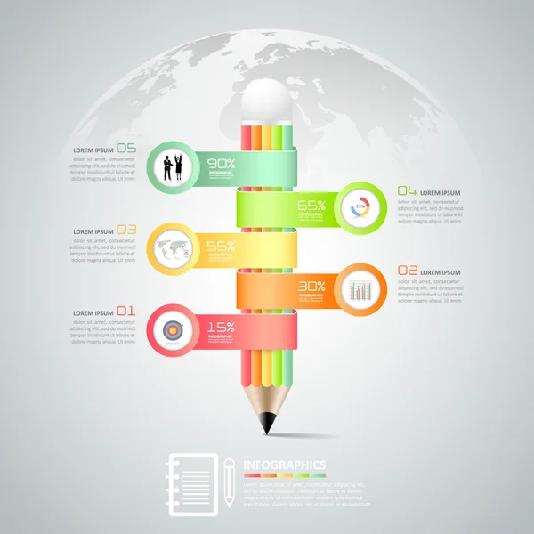 Business Pencil Infographics steg alternativ. Vektor illustration. — Stock vektor