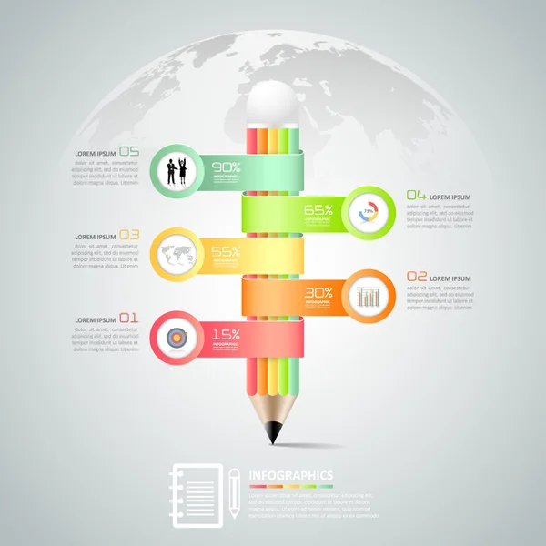 İş kalemi Infographics adım seçeneği. Vektör çizimi. 
