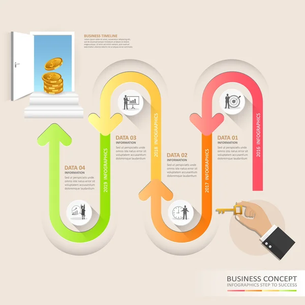 Modèle d'infographie chronologique pour concept d'entreprise , — Image vectorielle