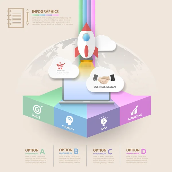 Tasarım iş başlangıç kavramı infographics. Vektör çizimi