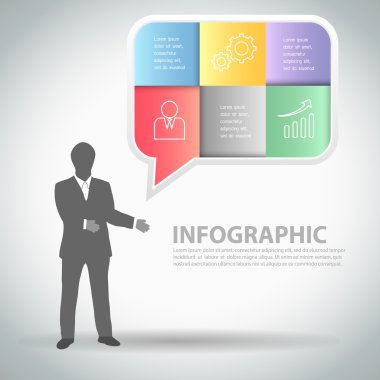 Konuşma balonu ile soyut şablon iş adamı,