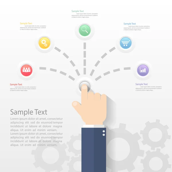 Modèle infographique en 5 étapes. peut être utilisé pour la mise en page du flux de travail, diagramme, options de nombre — Image vectorielle