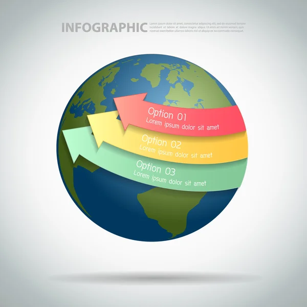 Diseñe infografía global de plantillas. se puede utilizar para el diseño del flujo de trabajo, diagrama, opciones de número — Archivo Imágenes Vectoriales