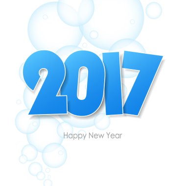 Happy new year 2017  greeting card. water bubbles background,  clipart