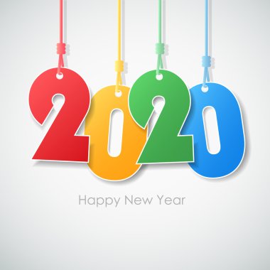 Basit tebrik kartı mutlu yeni yıl 2020. Vektör çizim ep