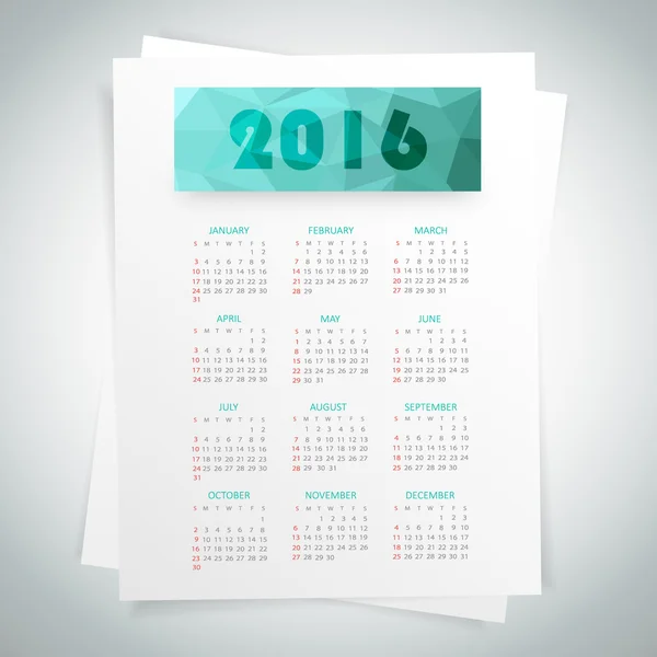 Plantilla de diseño del calendario 2016. Vector eps10 . — Vector de stock