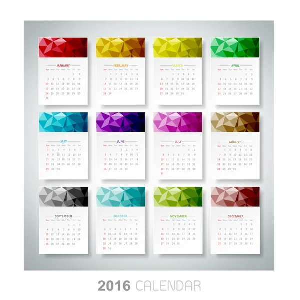 2016 年の幾何学的なカレンダーをデザイン。ベクトル eps10. — ストックベクタ