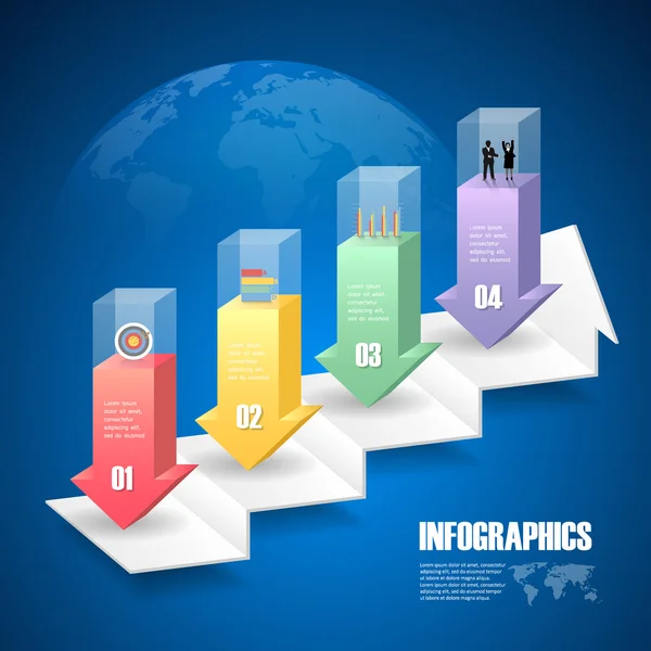 Design-Infografik-Vorlage 4 Schritte für das Geschäftskonzept. — Stockvektor