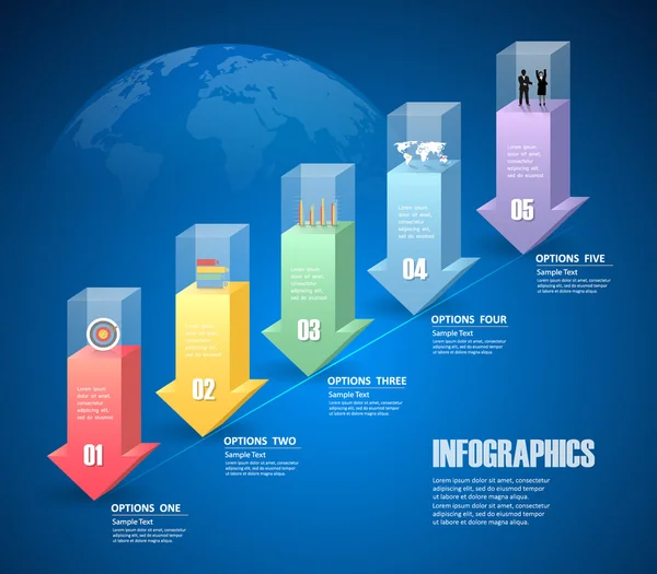 Modèle infographique en 5 étapes. pour concept d'entreprise — Image vectorielle
