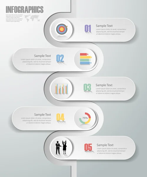 Infographic sjabloon 5 stappen ontwerp. — Stockvector