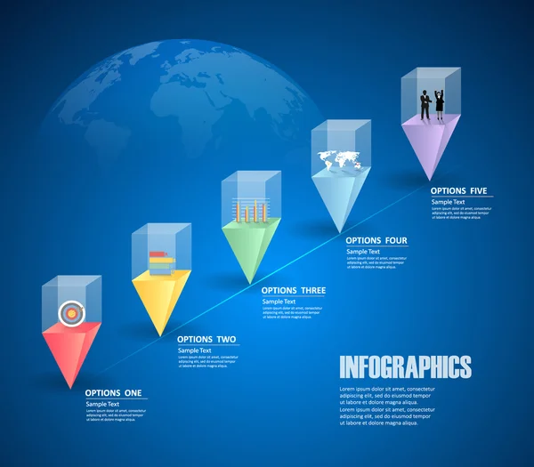 Plantilla de Infografía de Diseño 5 pasos . — Vector de stock