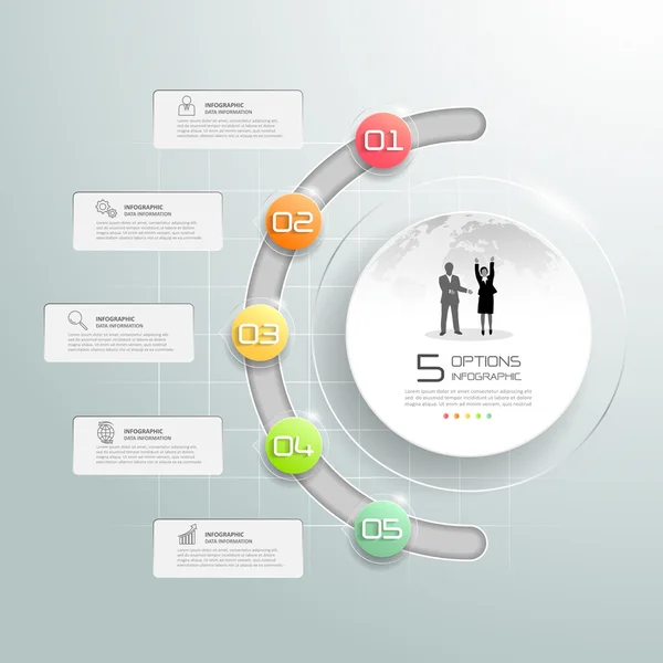 Plantilla de infografía de círculo de diseño, infografía de línea de tiempo de negocios — Archivo Imágenes Vectoriales