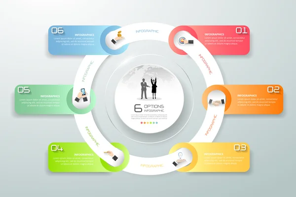 Design kör infographic 6 lépéseket, üzleti ütemterv infographic — Stock Vector