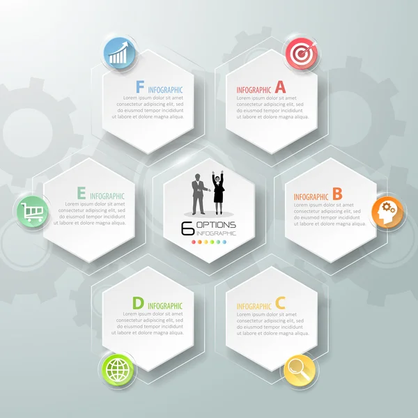 Infográficos de conceito de negócio de design. Modelo infográfico , — Vetor de Stock