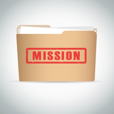 Kırmızı kahverengi klasörde damga misyonu
