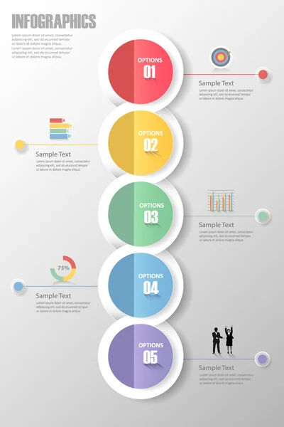 Infographic ontwerpsjabloon 5 stappen voor bedrijfsconcept. — Stockvector