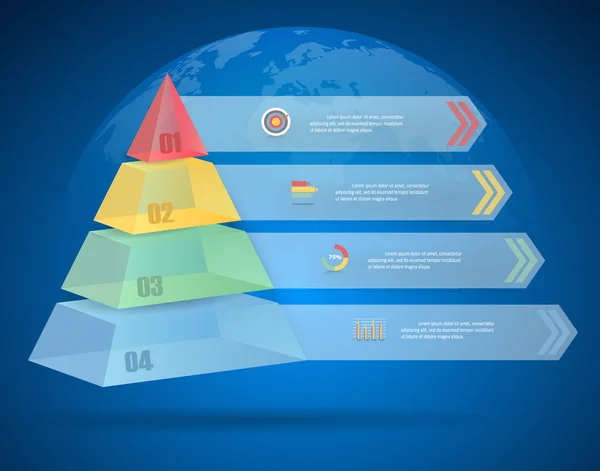 Conception pyramidale infographie 4 étapes . — Image vectorielle