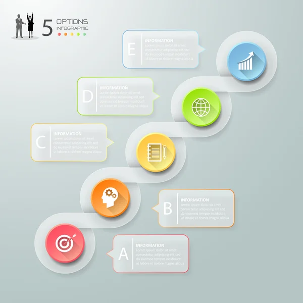 Infografía abstracta 3d 5 opciones, Infografía del concepto de negocio — Archivo Imágenes Vectoriales