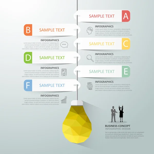 Conception infographie lightblub 6 options, Infographie de concept d'entreprise — Image vectorielle