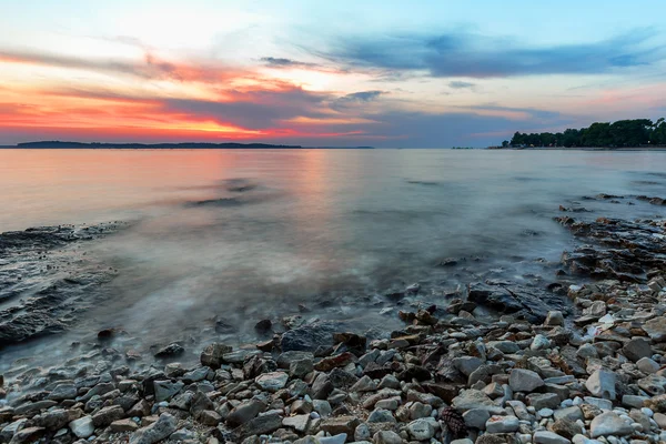 Solnedgång vid Adriatiska havet, Kroatien, Europa — Stockfoto