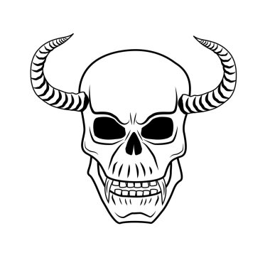 Boynuzları ve sivri dişleri ile kafatası