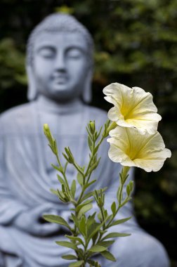 Yellow Flowers with Buddha clipart