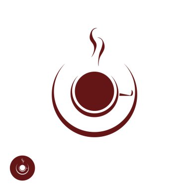 Coffee shop logo template with abstract steam clipart