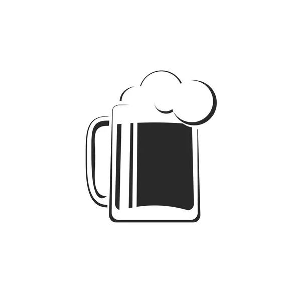 Vidrio de cerveza blanco y negro con logotipo de icono de vector de espuma — Archivo Imágenes Vectoriales