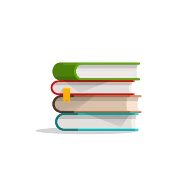 Kitaplar yığılmış yığın ve yer imi, gölge, ders kitabı yığınıyla simgesi