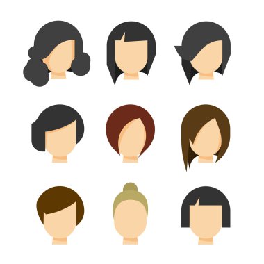 Beyaz arka plan üzerinde izole saç stil vektör çizim