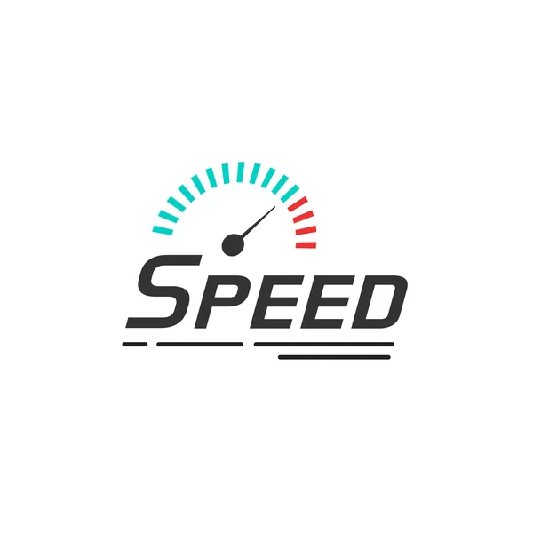 Templat vektor logo Speed diisolasi pada simbol putih speedometer - Stok Vektor